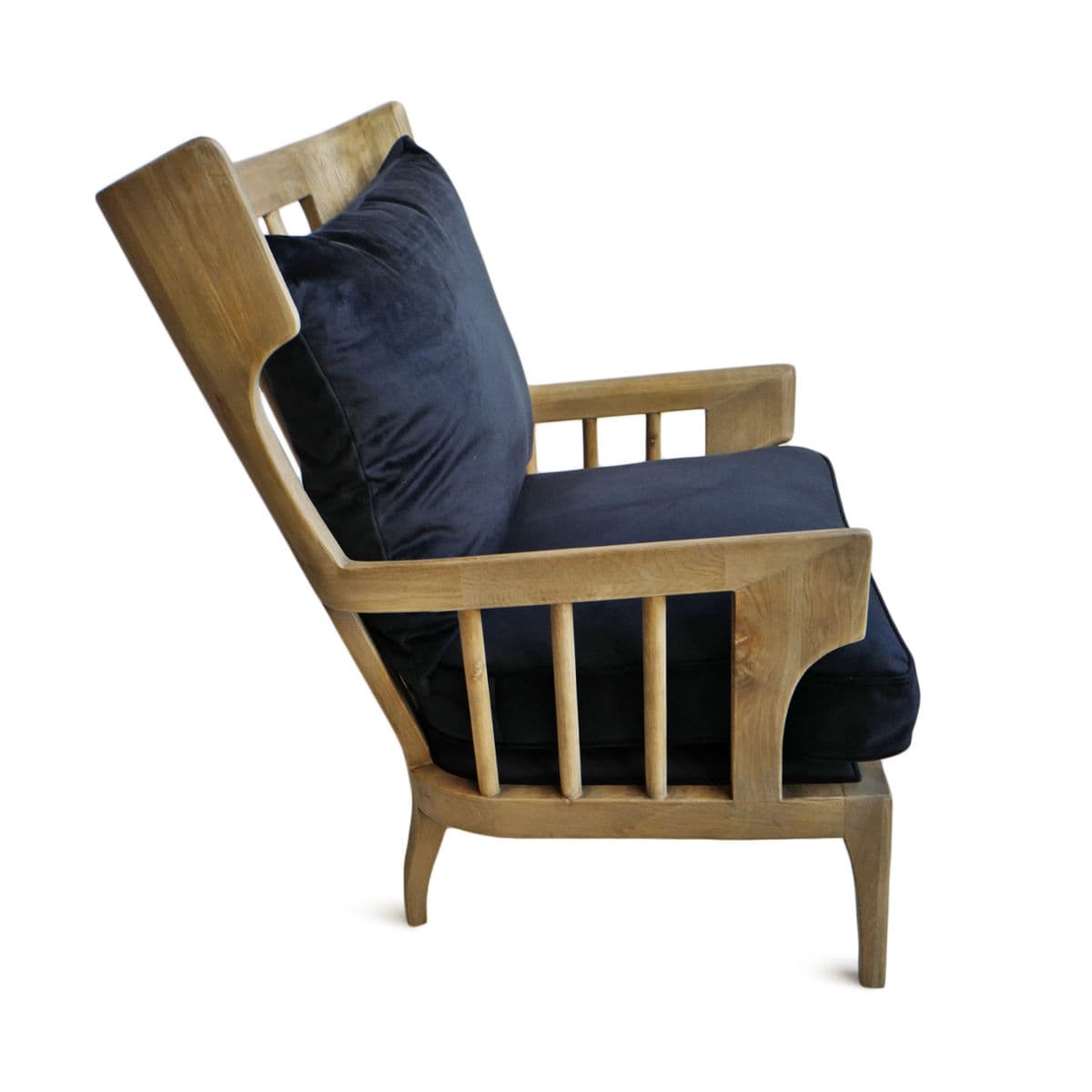 Wingback Navy Velvet Arm Chair - Thumbnail 7