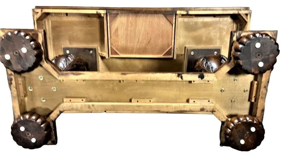 Solid Carved Walnut Mediterranean Style Library Table - Early 21st Century - Thumbnail 7