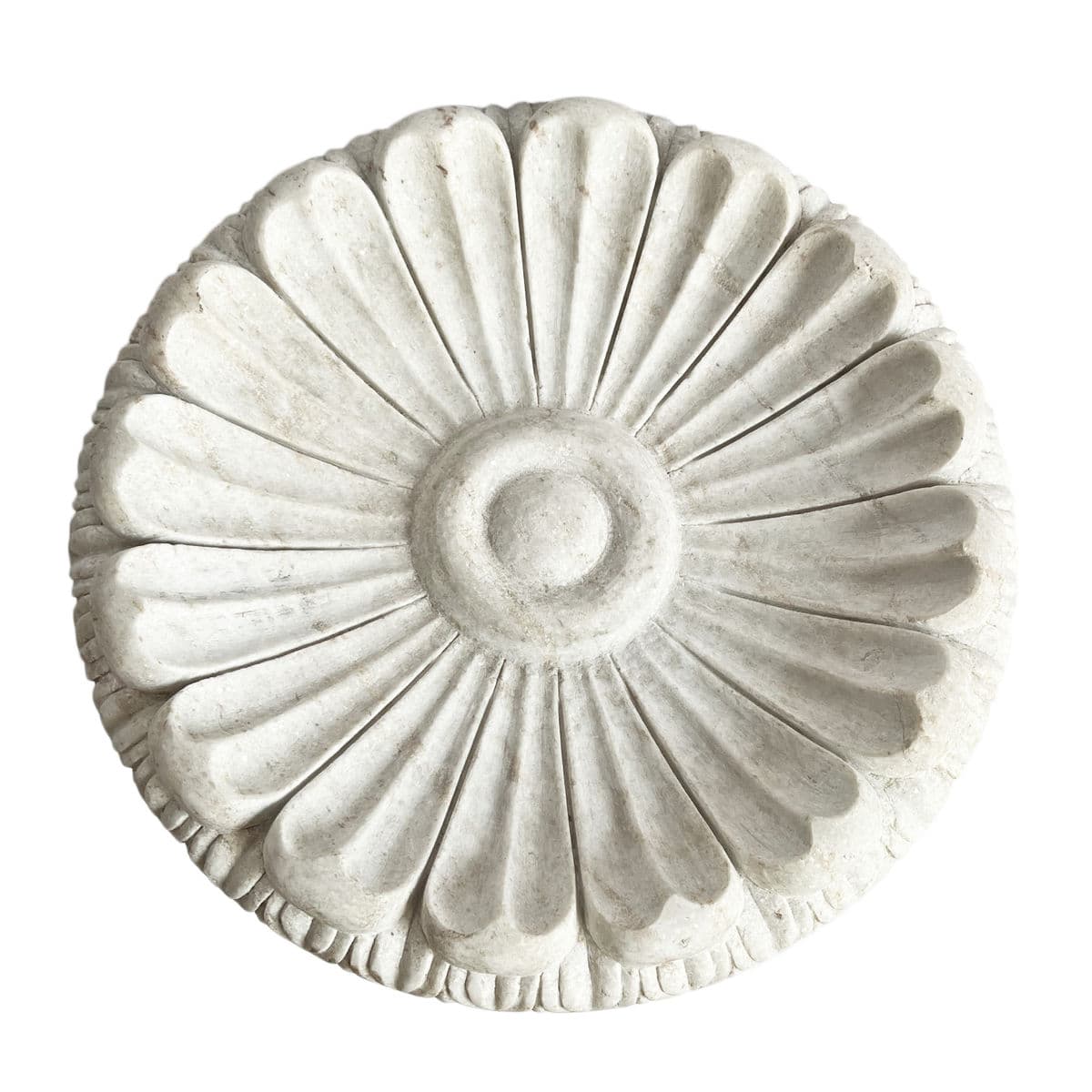 White Marble Lotus Bird Bath - Thumbnail 7