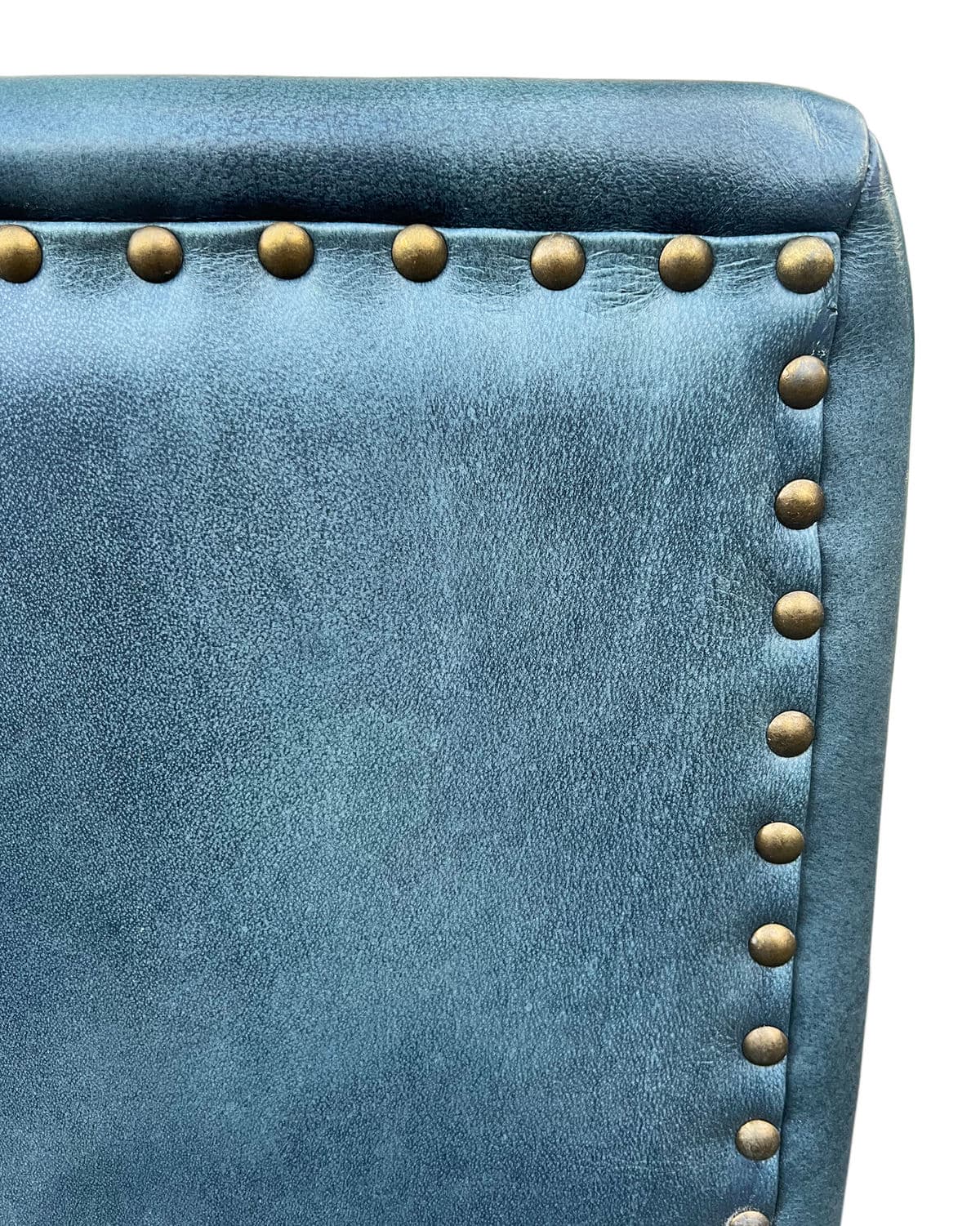 Blue Leather Rivet Club Chair - Thumbnail 7