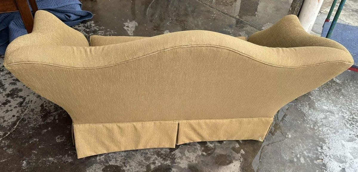 Baker Furniture Company Camelback Loveseat Upholstered in Gold Luxury Fabric - Vintage Early 21st Century - Thumbnail 7