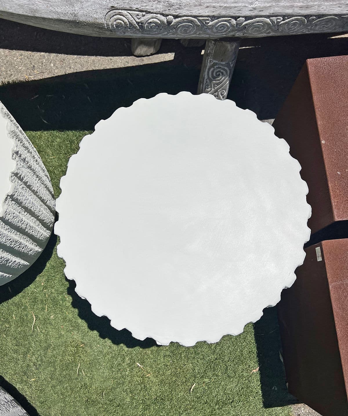 Outdoor White Cement End Table - Thumbnail 7