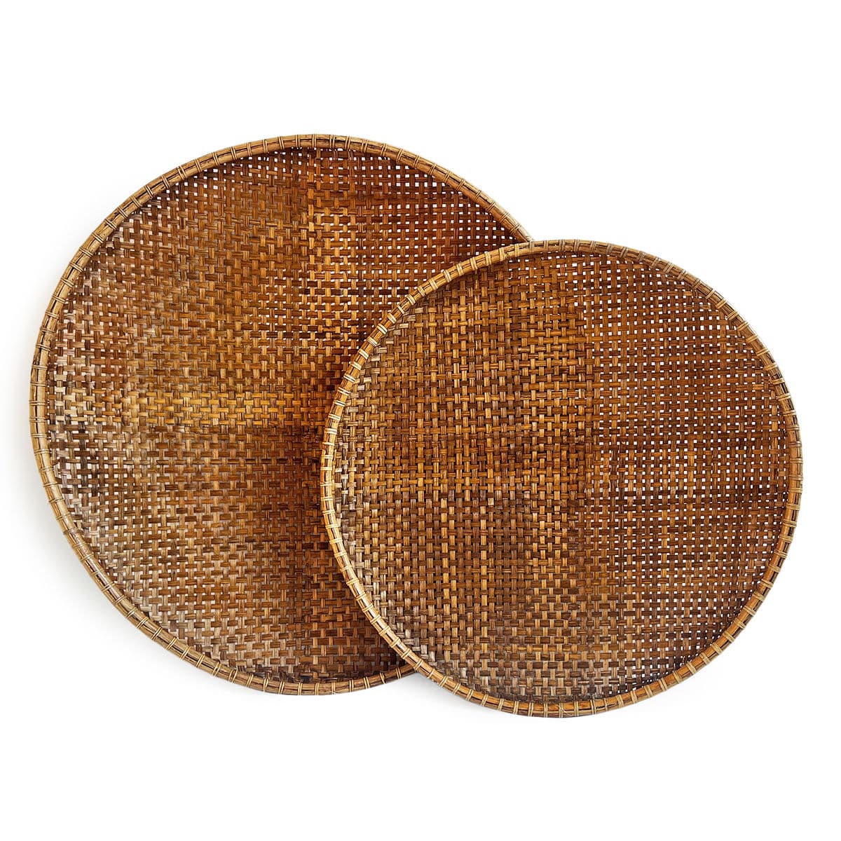 Bamboo Woven Round Basket Tray XL - Thumbnail 7