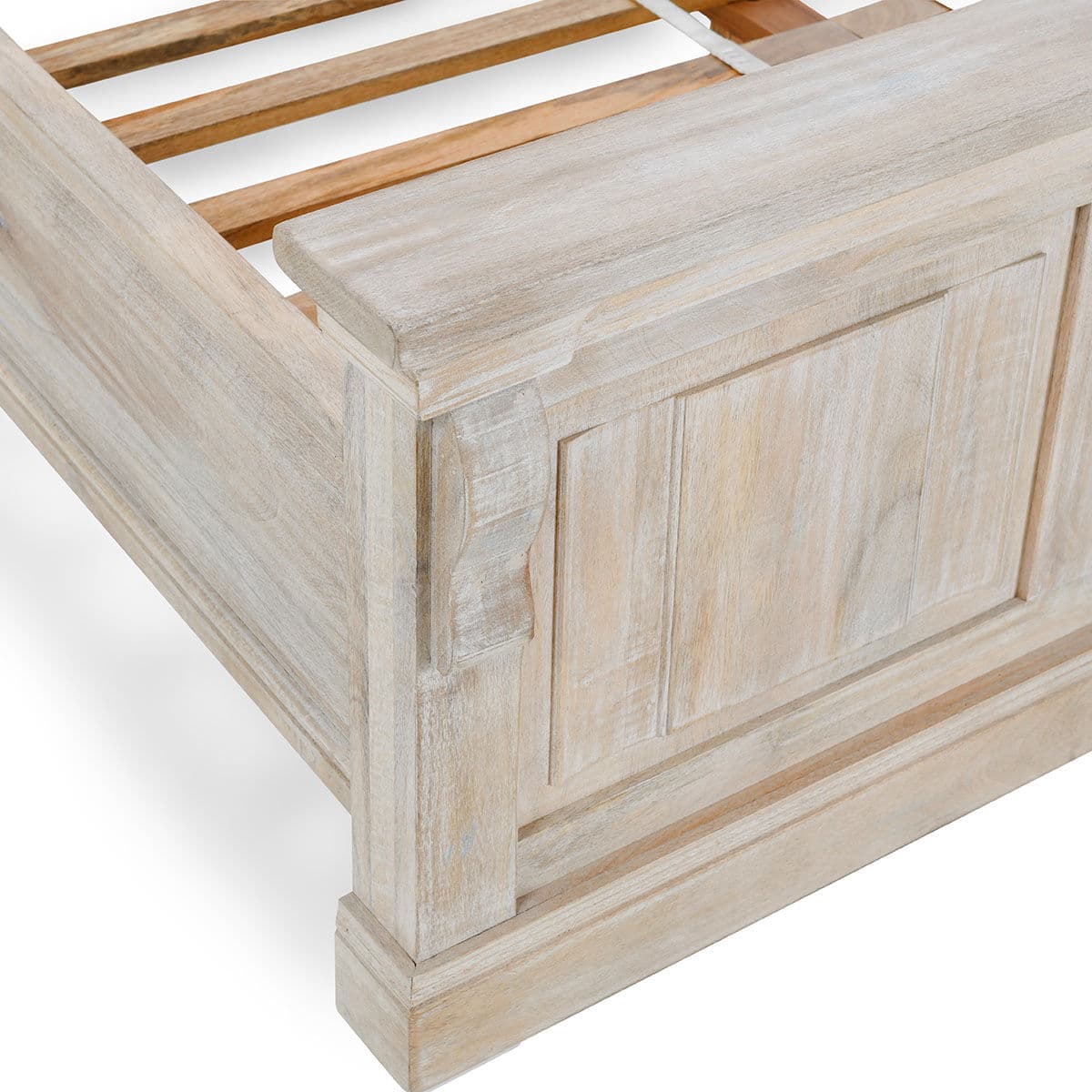 Washed White Wood Panel Cal King Bed - Thumbnail 7