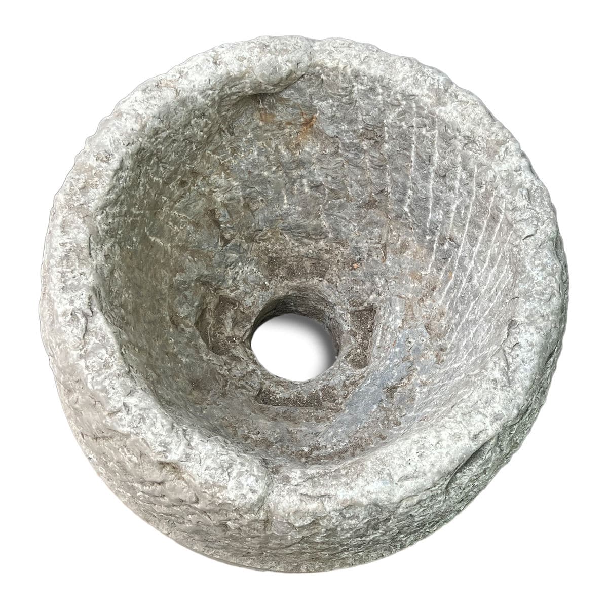 Old Granite Chiseled Barrel Planter - Thumbnail 7