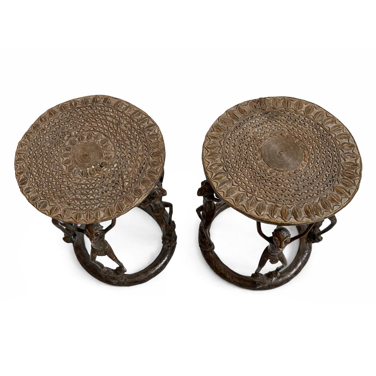 Vintage Bronze Tikar Stool - Thumbnail 7