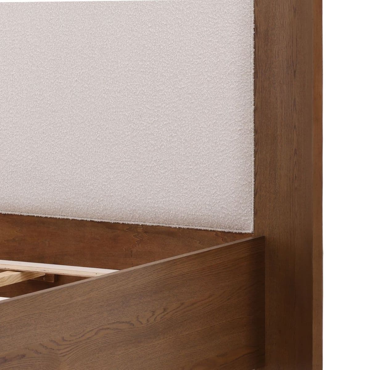 Rounded Oak & Boucle Queen Bed - Thumbnail 7