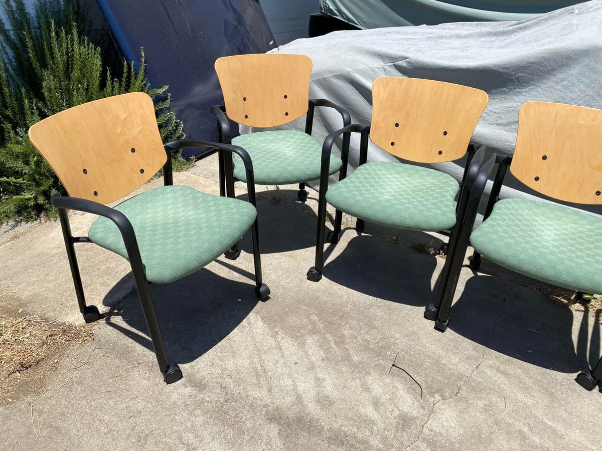 Haworth Bentwood Rolling Side Armchairs Set of 6 - Thumbnail 6