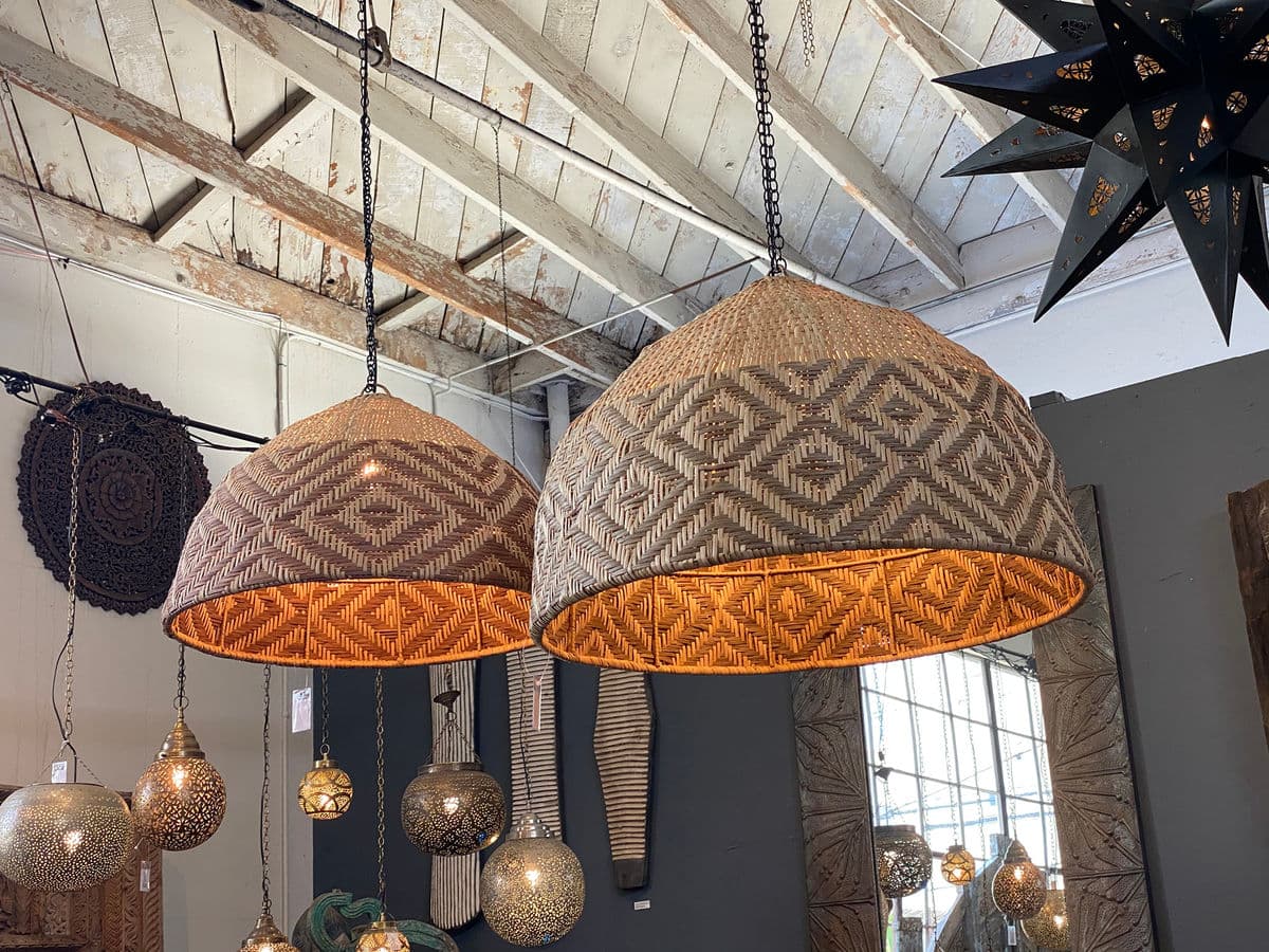 Rattan Diamond Weave Pendant Light Large - Thumbnail 7