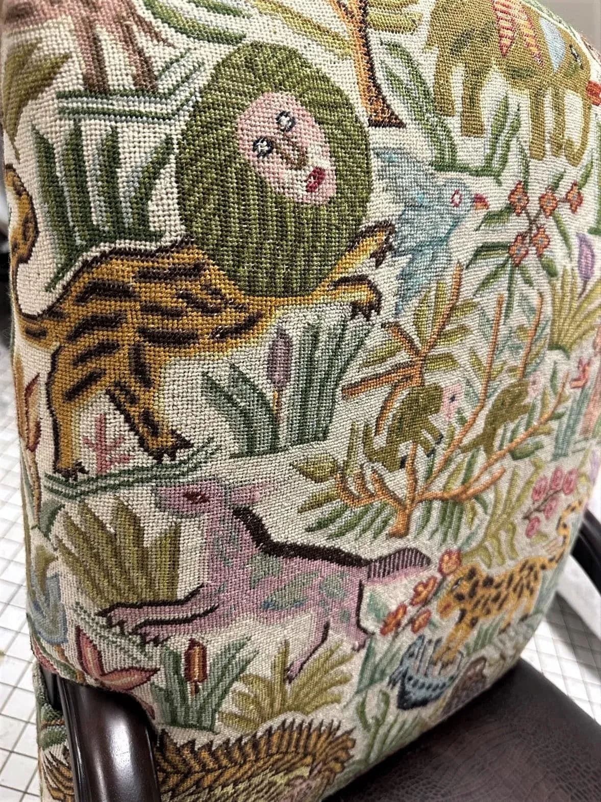 Hacienda Chair Upholstered With Jungle Animals Tapestry and Embossed Cowskin - Thumbnail 7