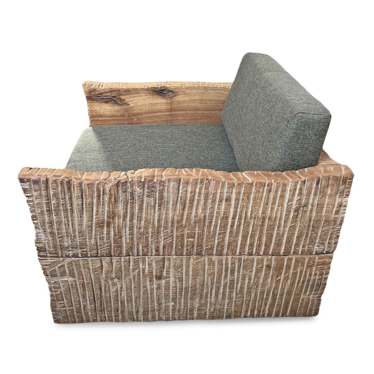 Rustic Modern Teak Heather Cube Club Chair - Thumbnail 7