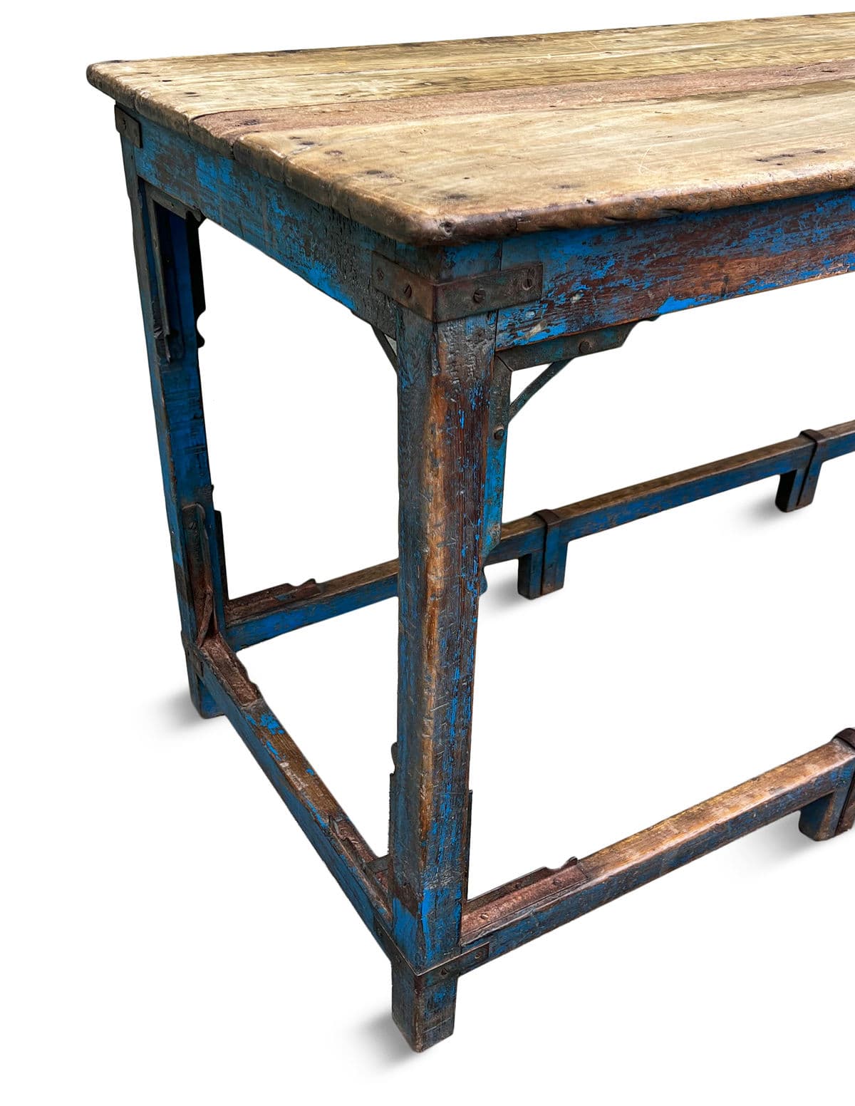 Vintage Farmhouse Blue Leg Table - Thumbnail 7
