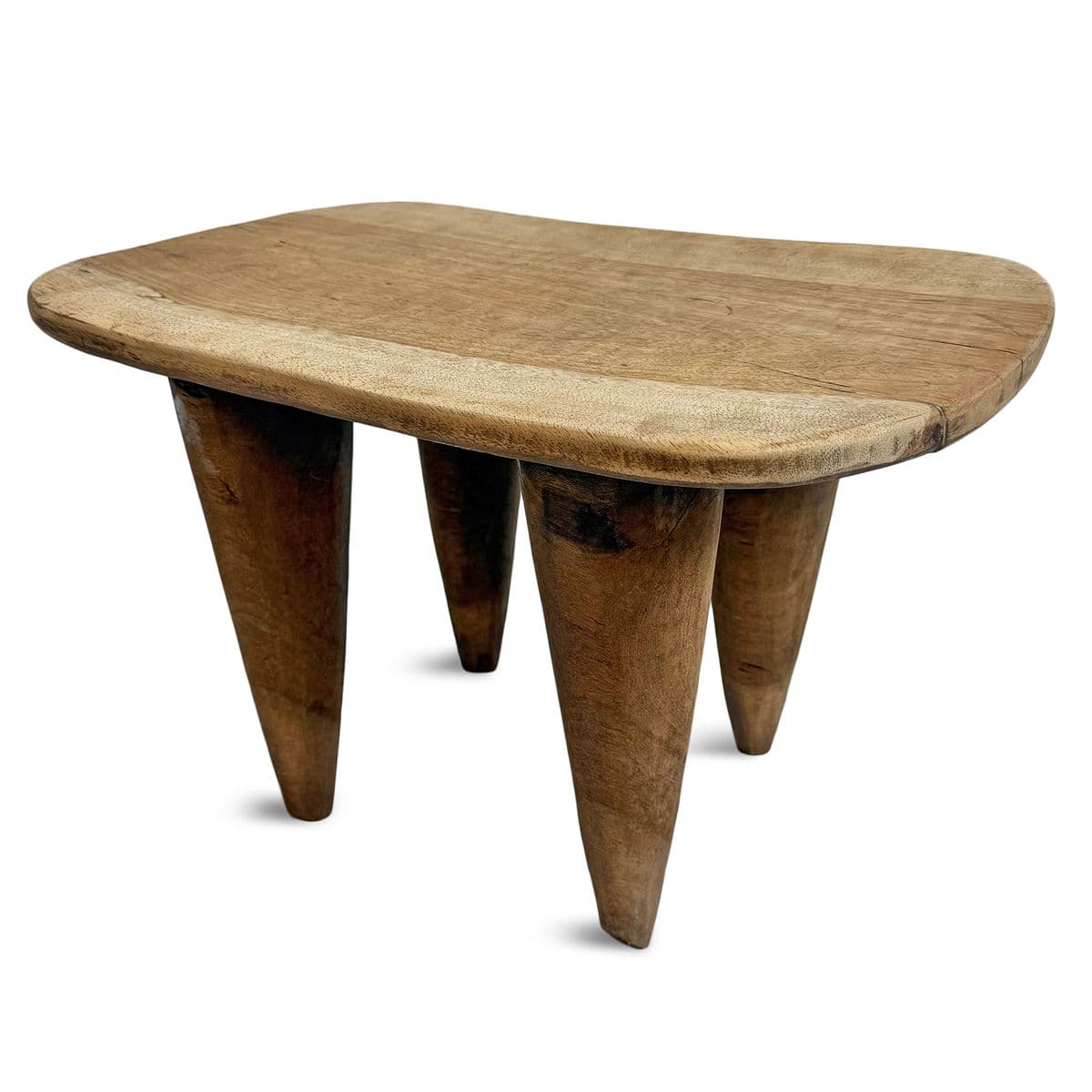 Senufo Two Tone Wood Stool Side Table - Thumbnail 7