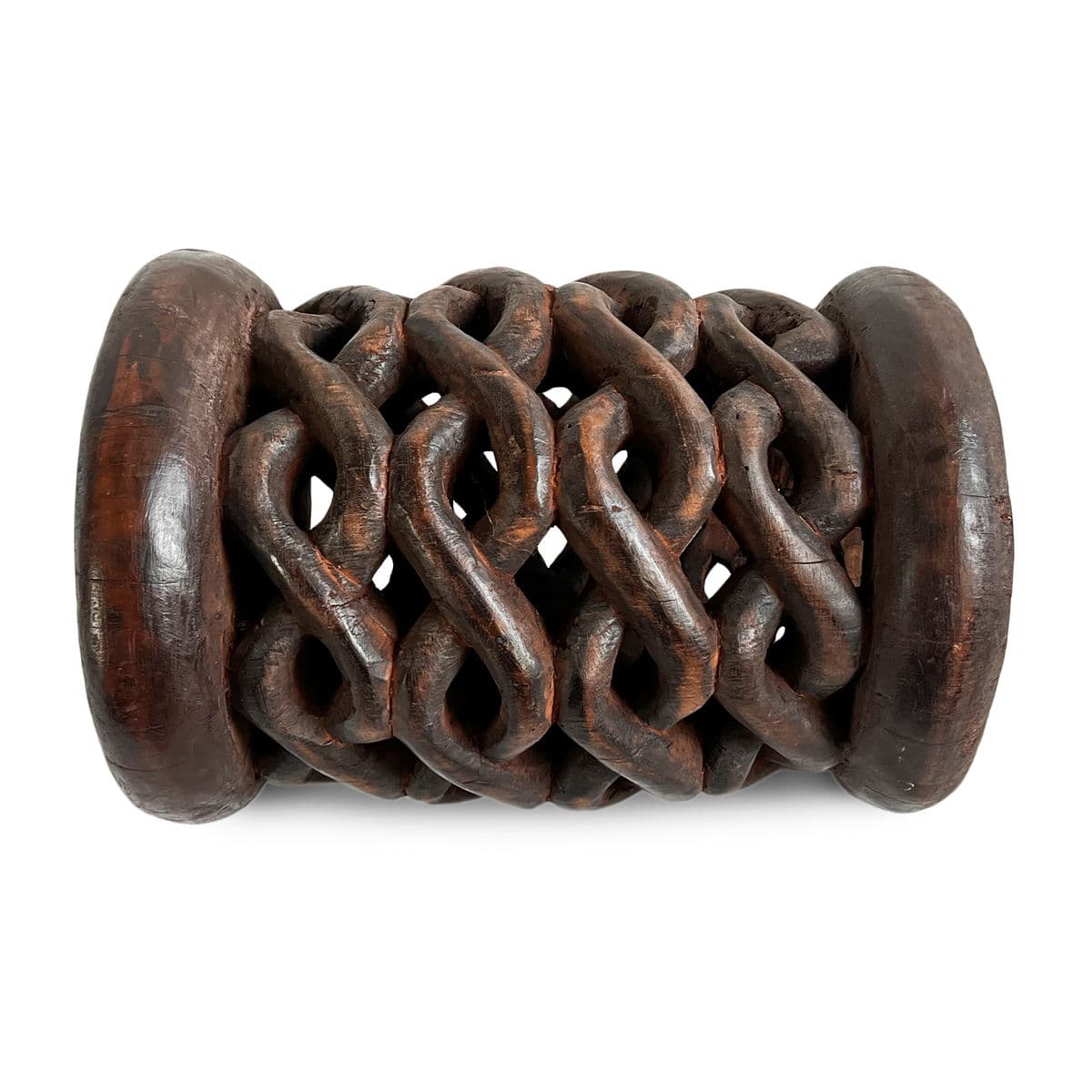 Vintage Wood Chain Bamileke Stool - Thumbnail 7