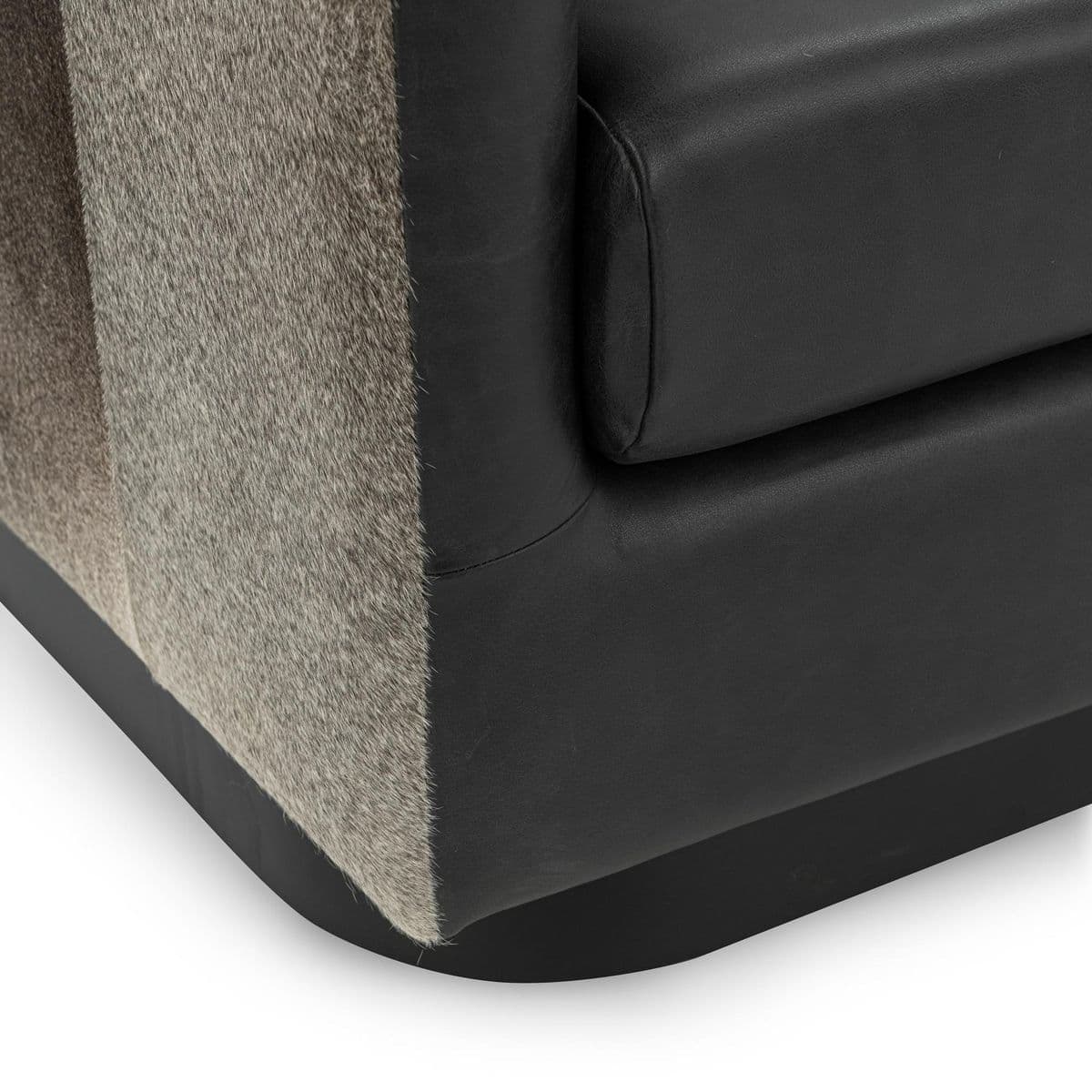 Black Leather & Hide Accent Chair - Thumbnail 7