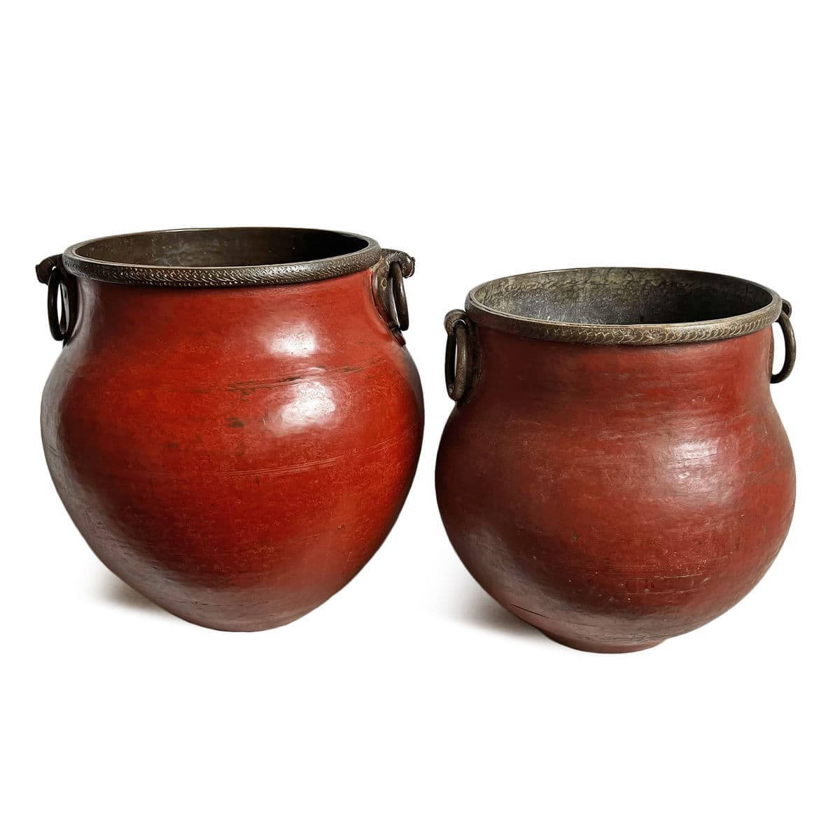 Antique Red Raja Bronze Pot - Thumbnail 7