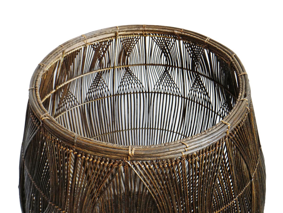Large Coffee Stained Rattan Basket - Thumbnail 7