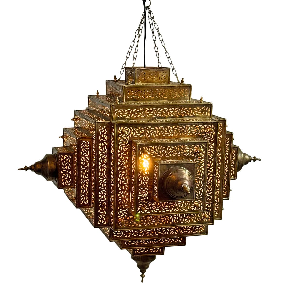 Brass Pyramid Triangle Pendant Large - Thumbnail 7