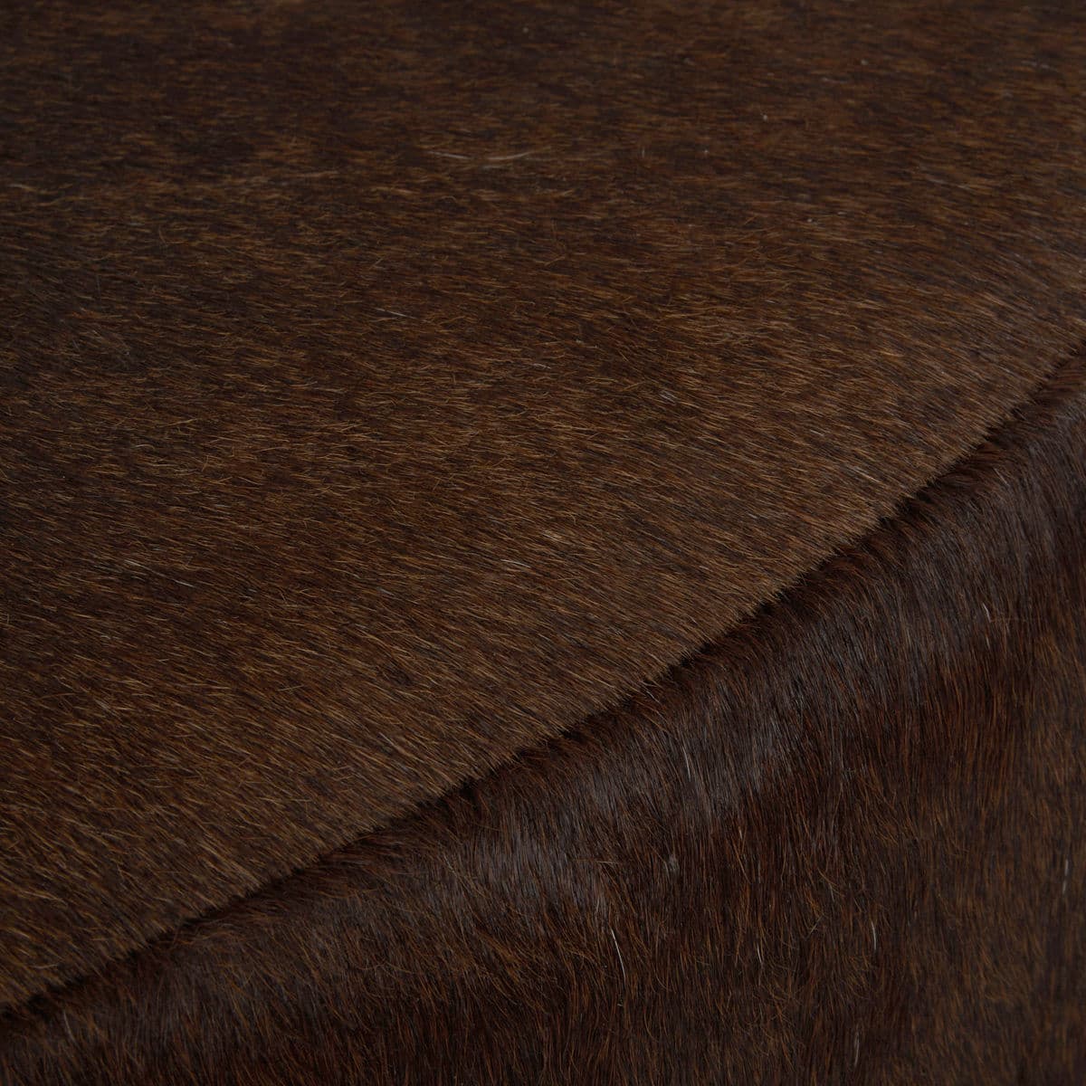 Bronze Iron & Cow Hide Round Ottoman - Thumbnail 7