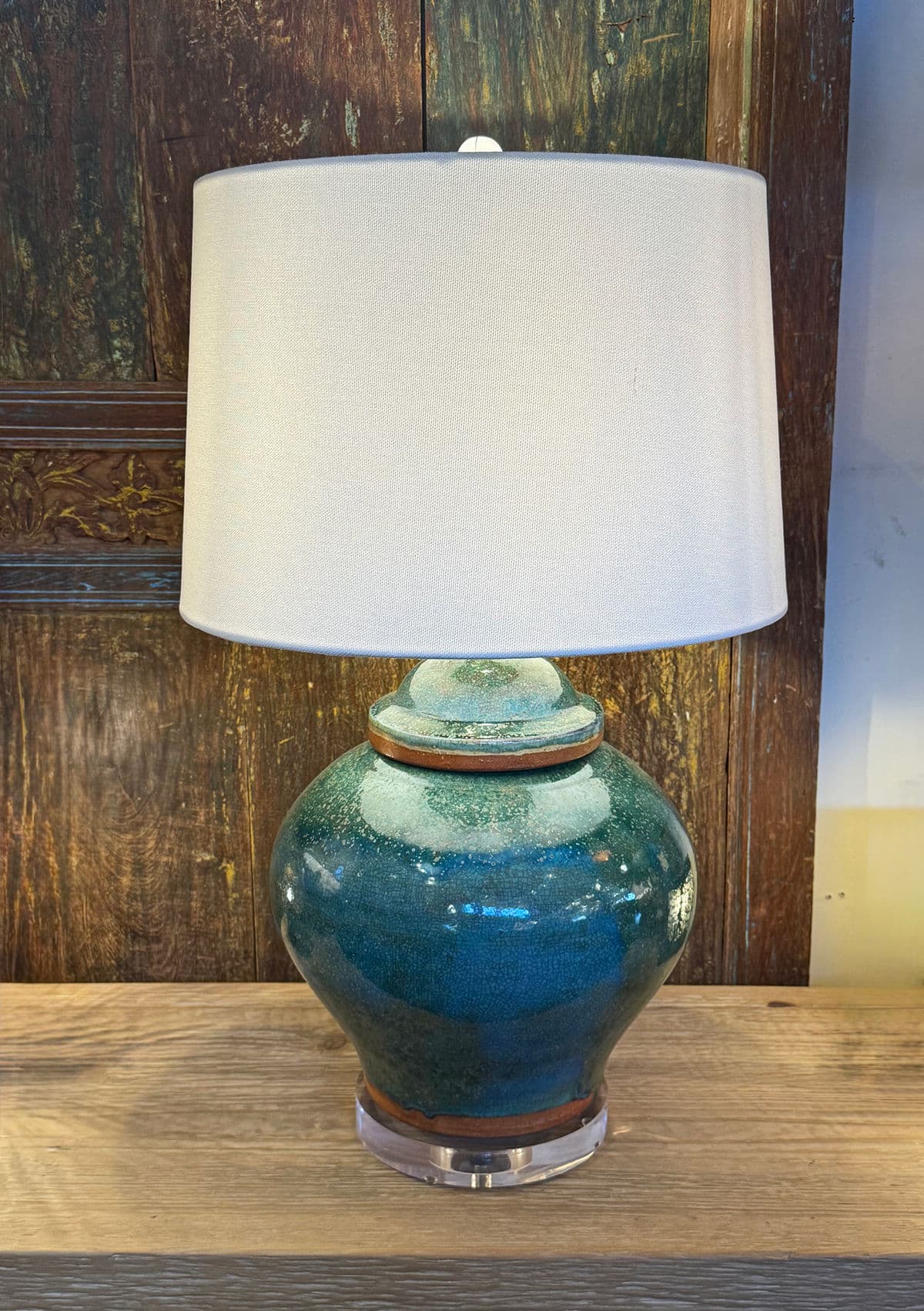 Sea Green Ceramic Table Lamp - Thumbnail 7
