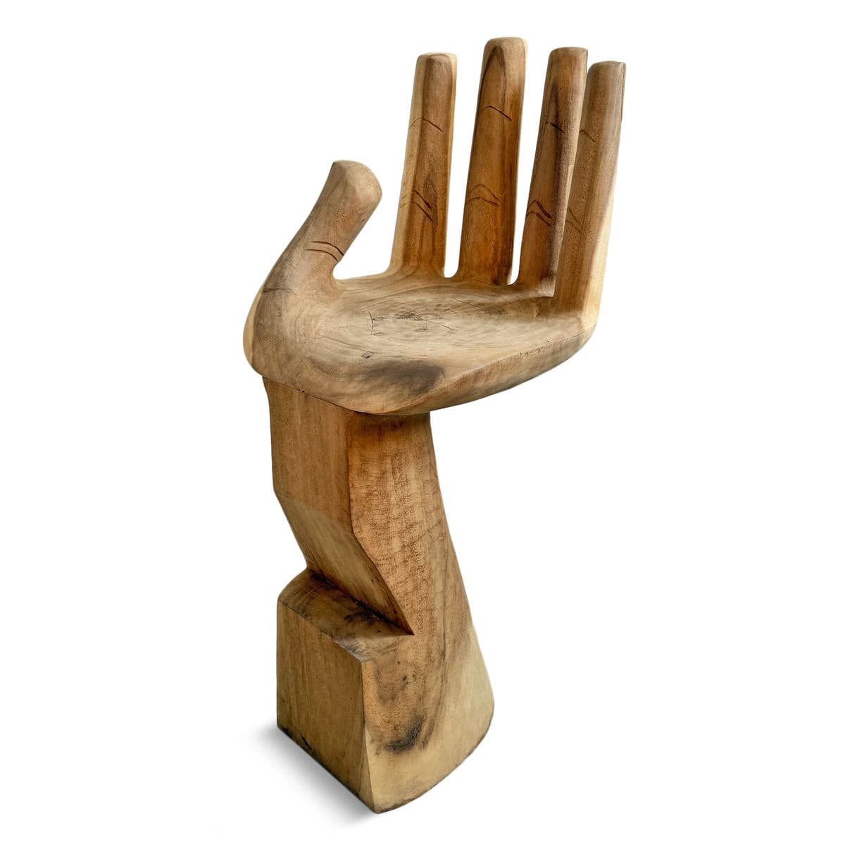 Vintage Wood Carved Hand Bar Chair - Thumbnail 7