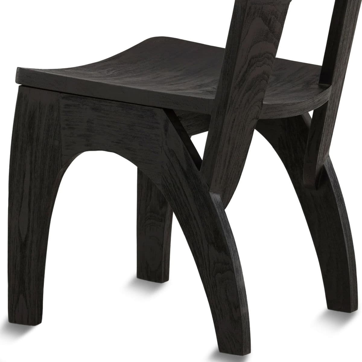 Black Round Back Wood Dining Chair - Thumbnail 7
