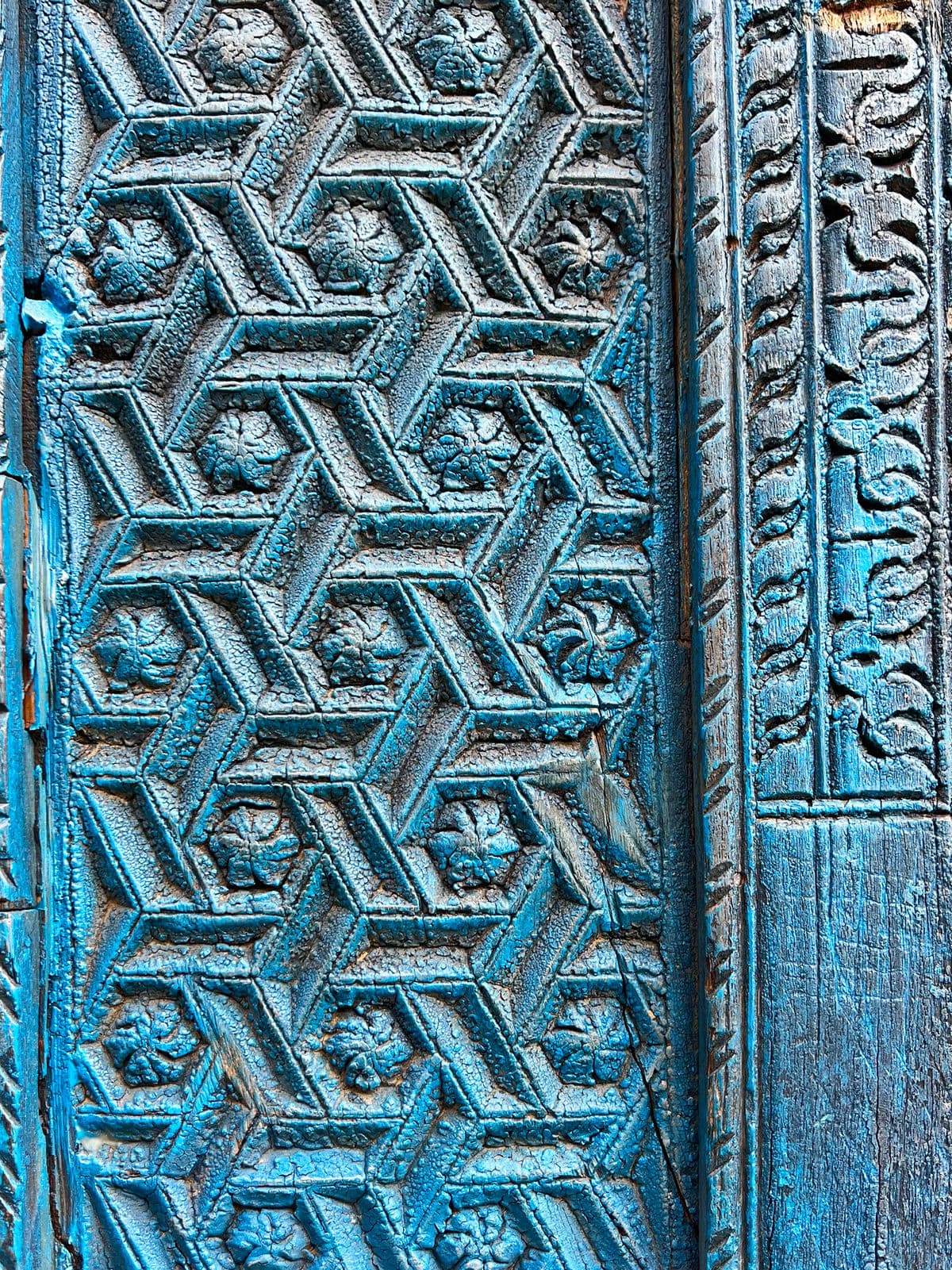 Antique Blue Raja Architectural Mirror - Thumbnail 7