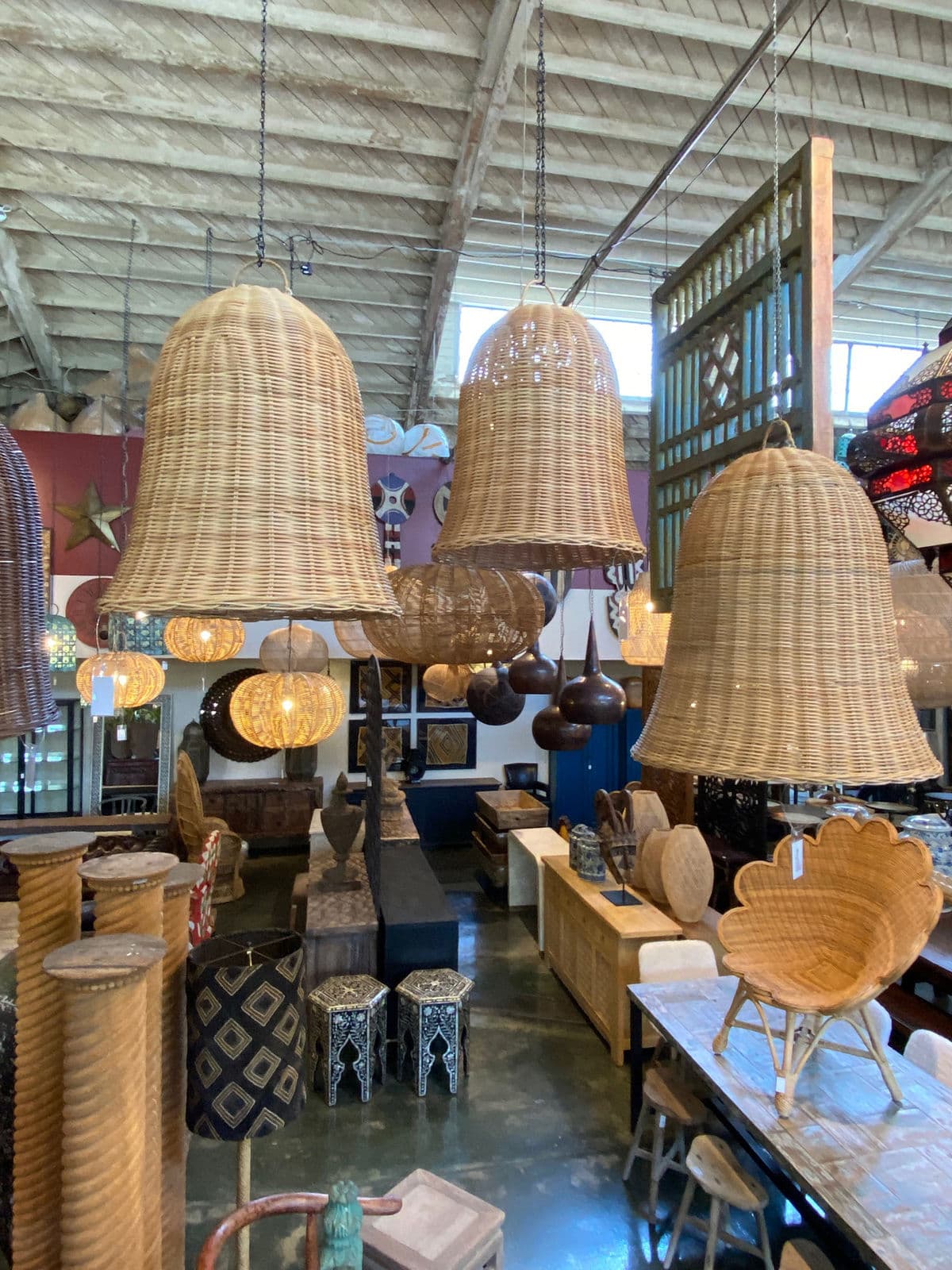 Raw Wicker Bell Pendant Medium - Thumbnail 7