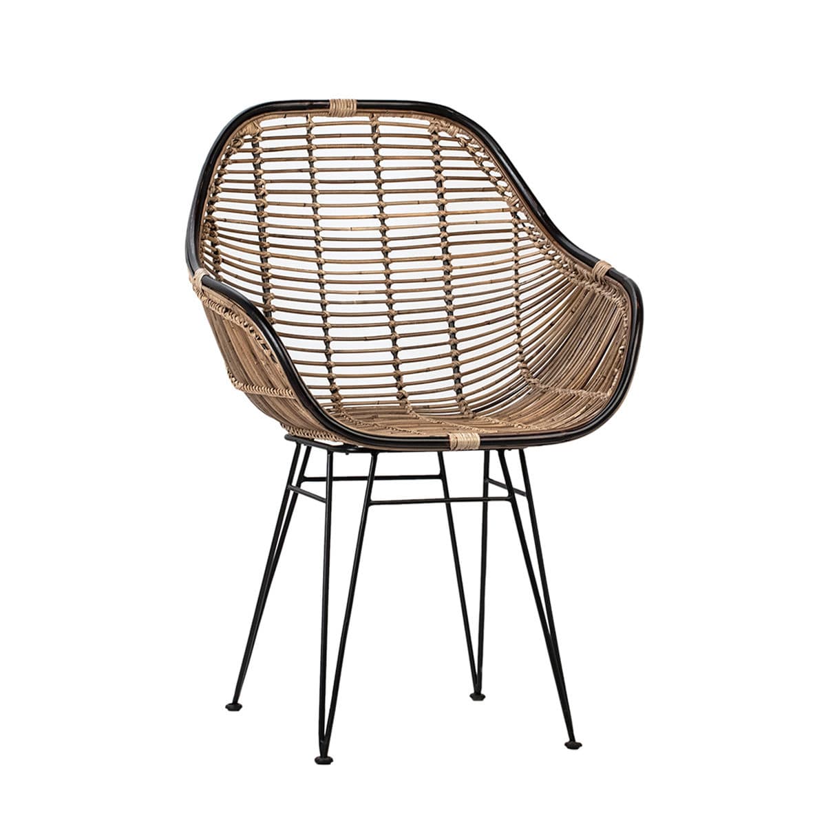 Modern Black & Rattan Dining Chair - Thumbnail 7