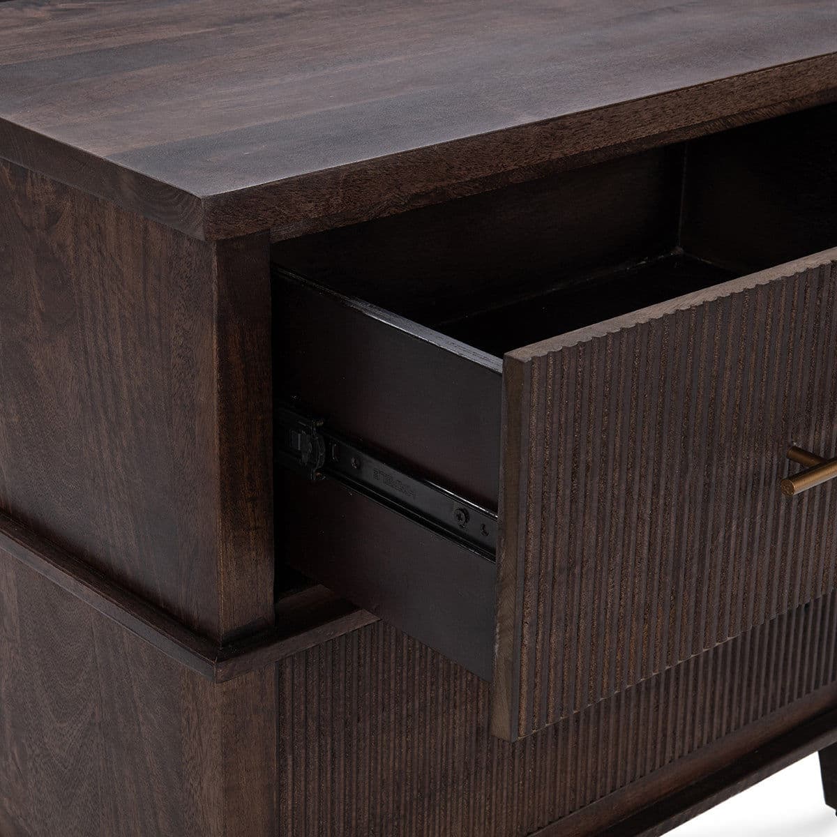Two-Drawer Walnut Finish Nightstand - Thumbnail 7