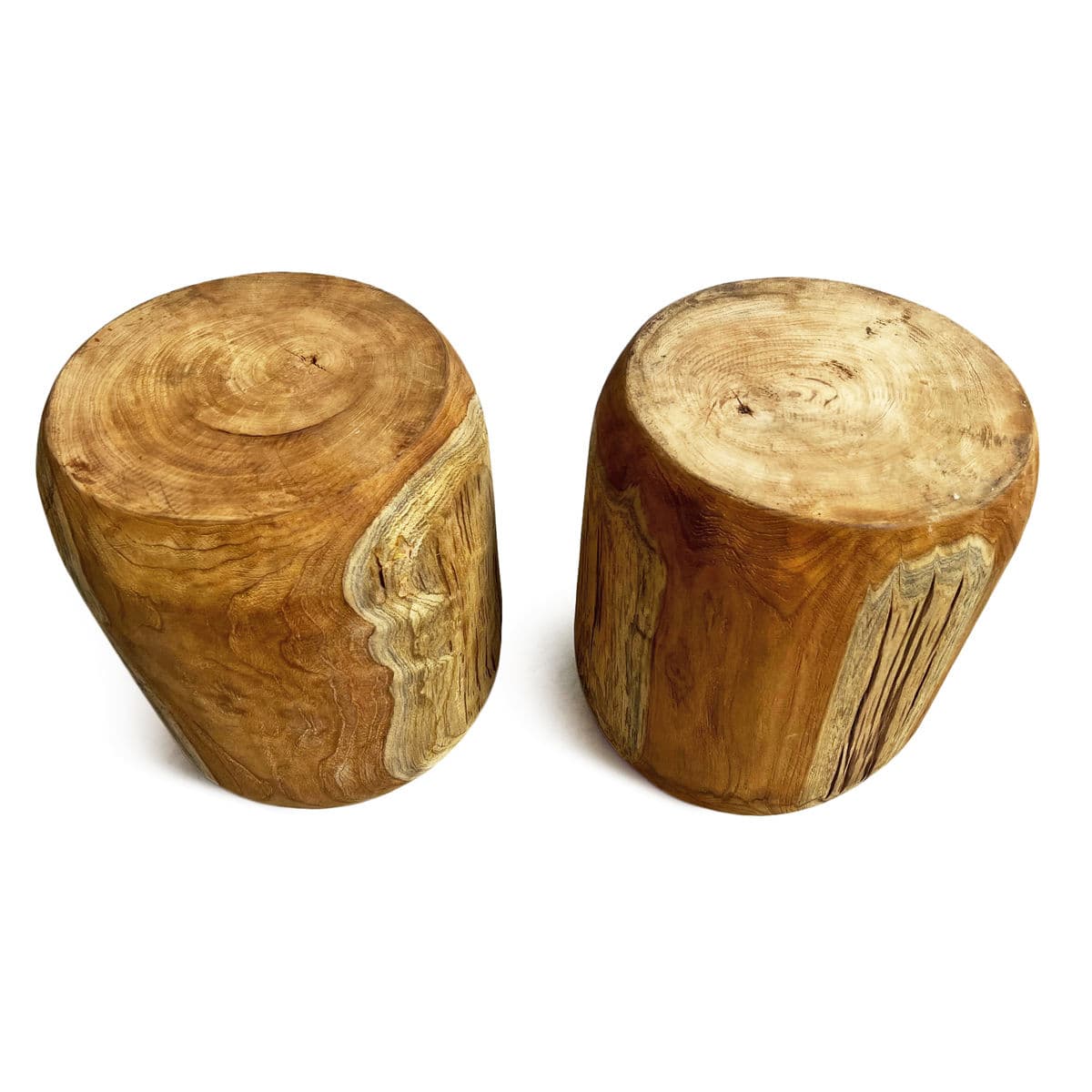 Solid Acacia Wood Cylinder Stool Side Table - Thumbnail 7