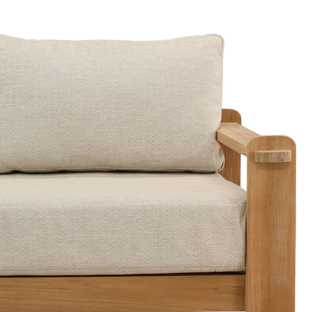 Outdoor Teak & Taupe Cushion Sofa - Thumbnail 7