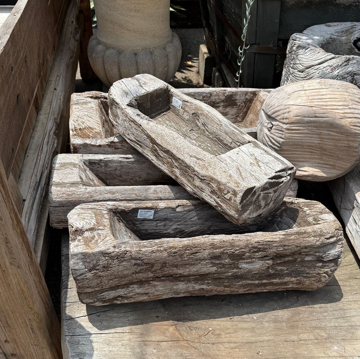 Old India Narrow Wood Trough - Thumbnail 7