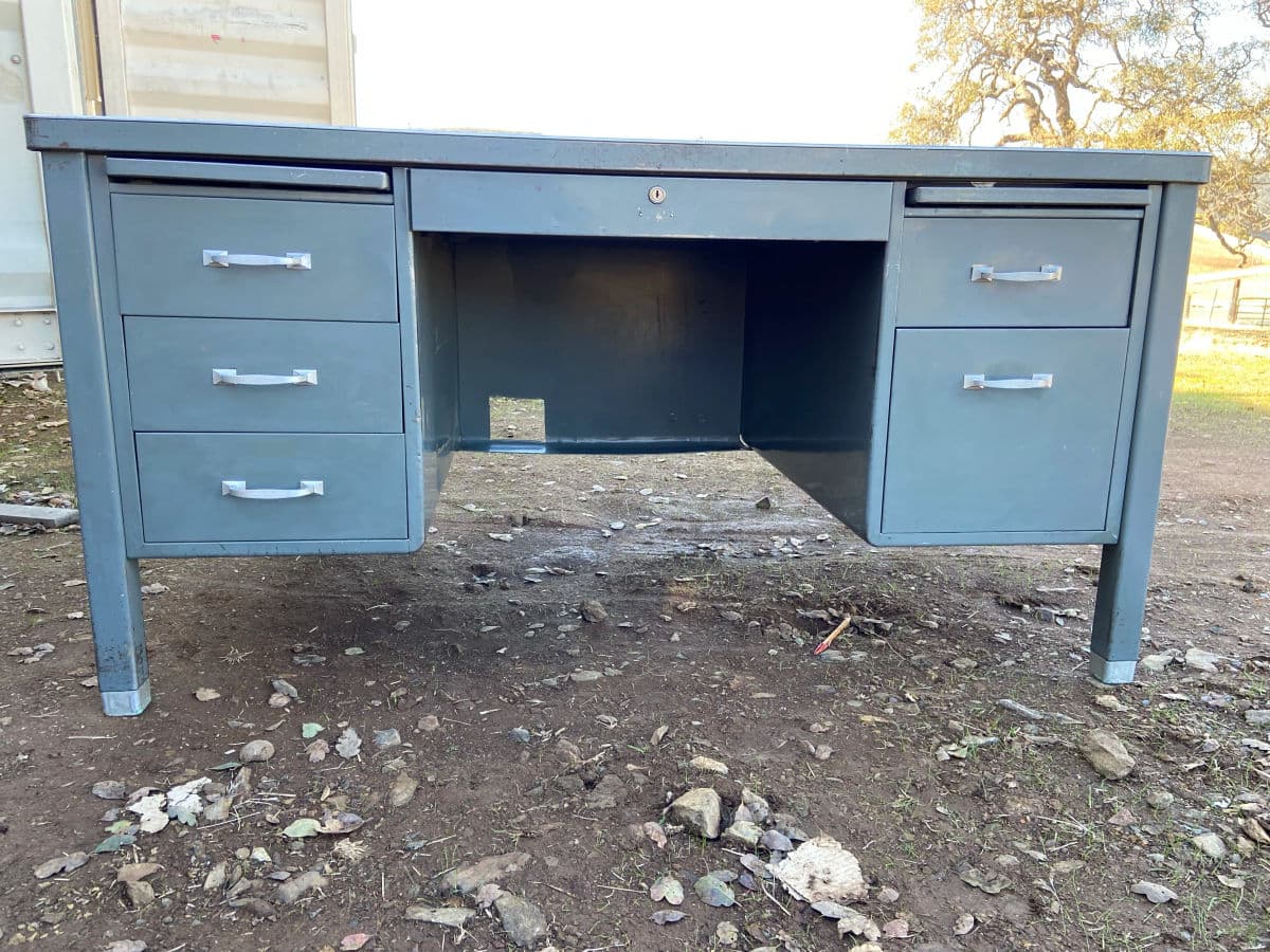 1950s Vintage Mid Century Modern Metal Tanker Desk - Thumbnail 7