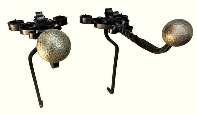 Massive 31" High Antique Arts & Crafts Pair of Andirons - Wrought Iron and Brass - Late 19th Century - Thumbnail 7