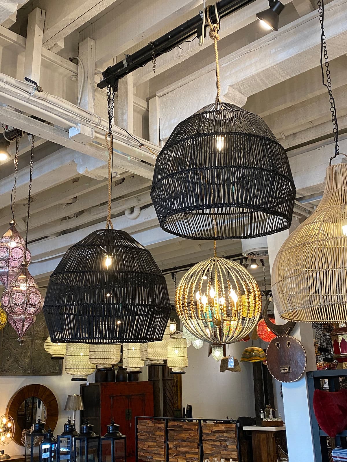 Black Rattan & Rope Pendant - Thumbnail 7