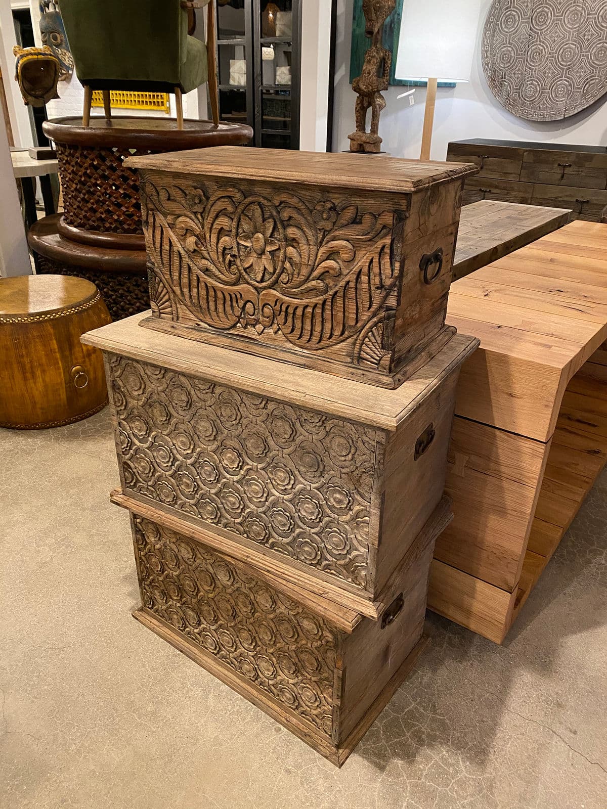 Vintage Carved Pine Storage Box - Thumbnail 7