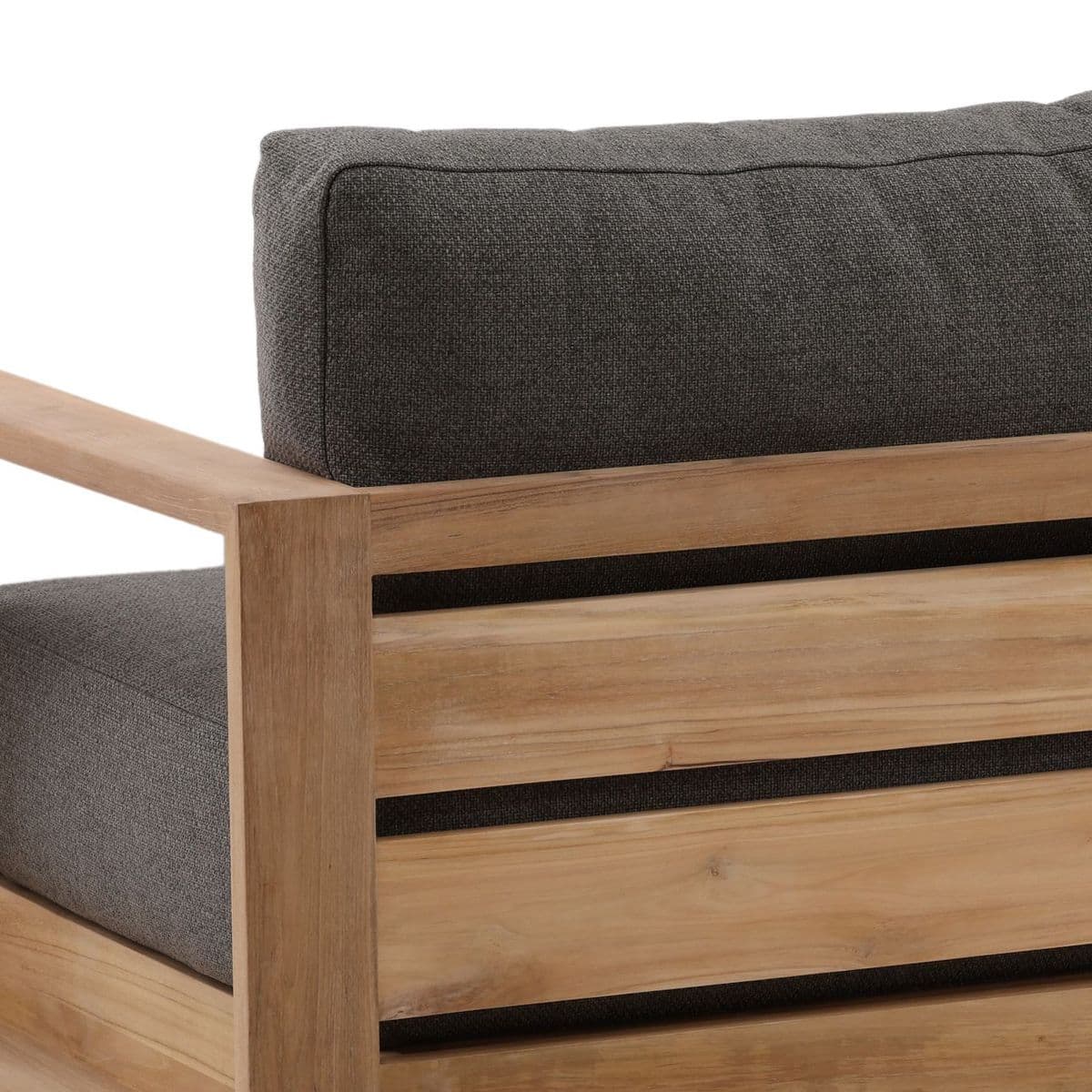 Outdoor Charcoal & Teak Sofa - Thumbnail 7