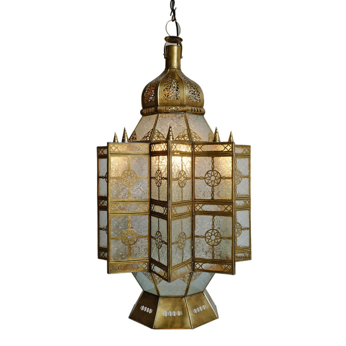 Moroccan Brass & Glass Pendant - Thumbnail 7