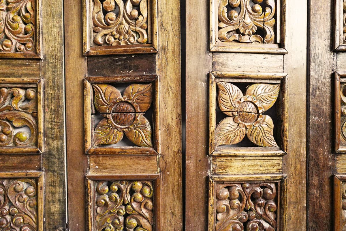 Antique Balinese Carved Wall Panel Doors - Thumbnail 7