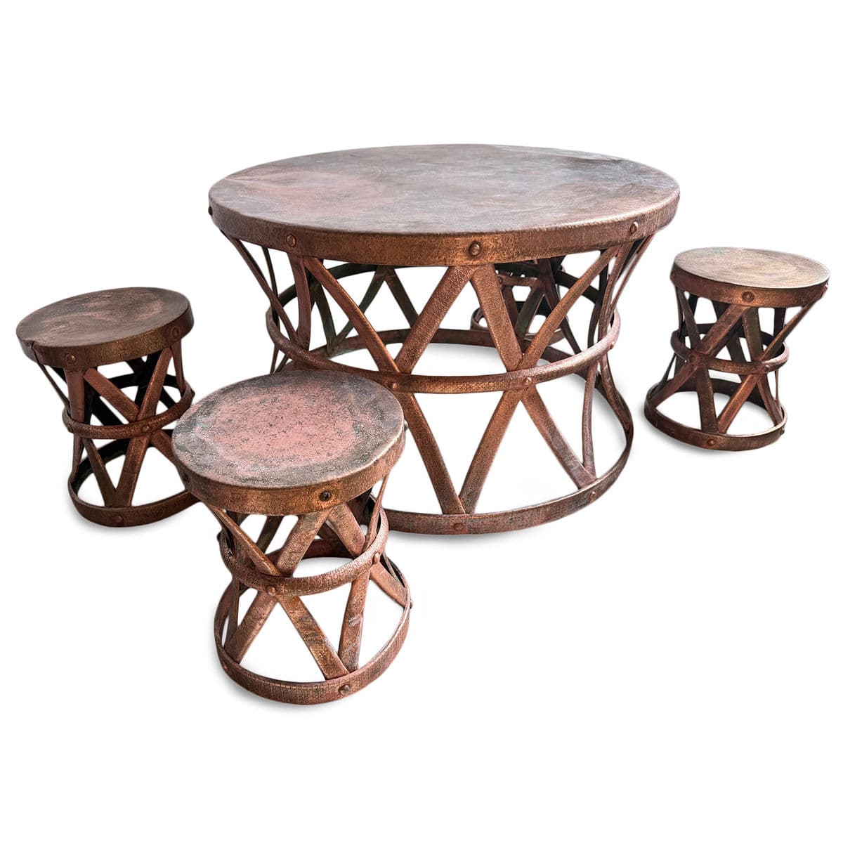 Vintage Outdoor Copper Round Table Set - Thumbnail 7
