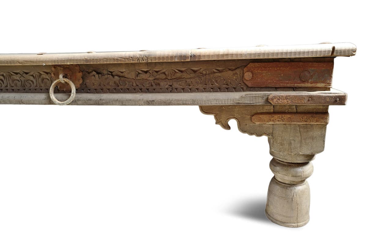 Old Teak Takhat Coffee Table - Thumbnail 7