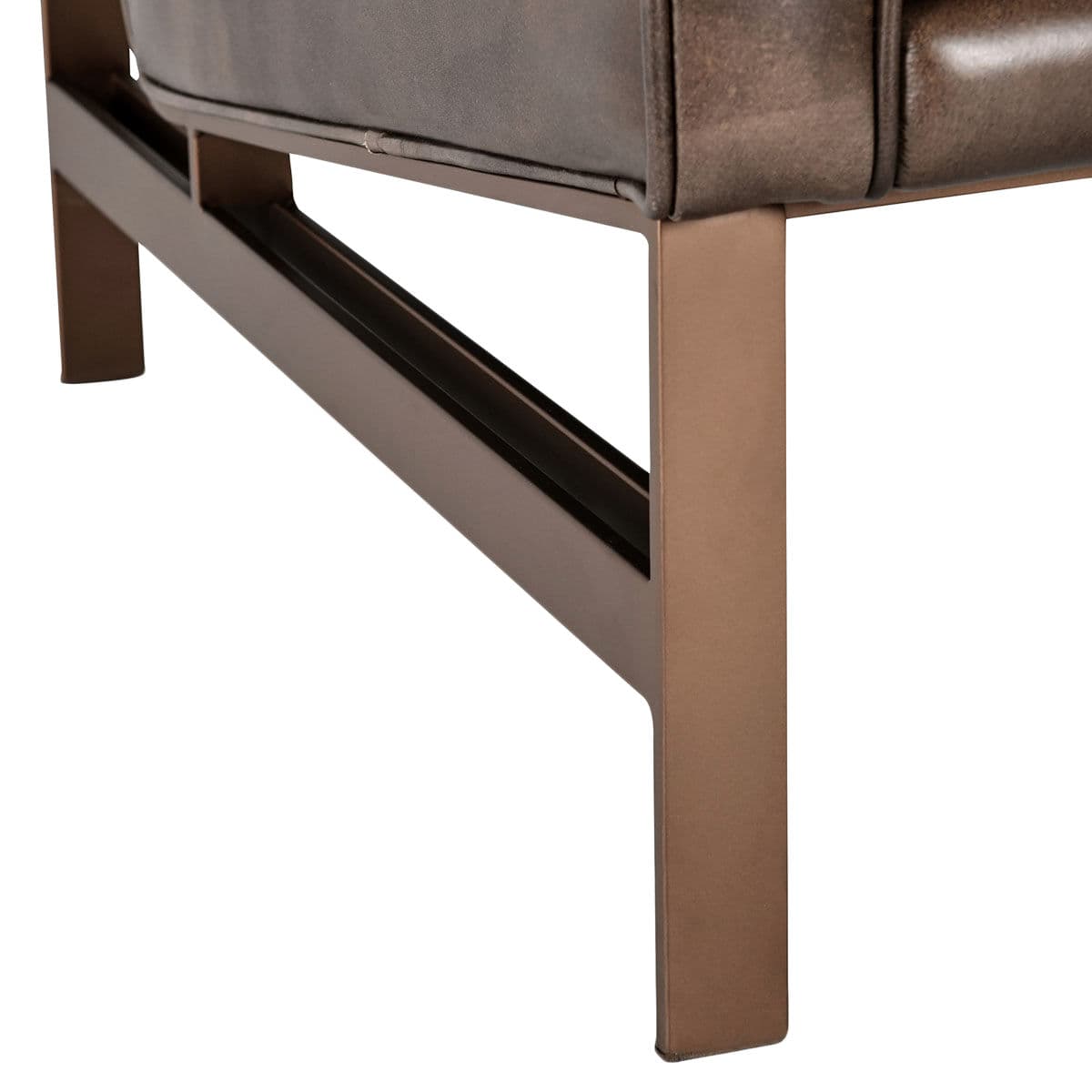 Porter Brown Leather & Bronze Club Chair - Thumbnail 7
