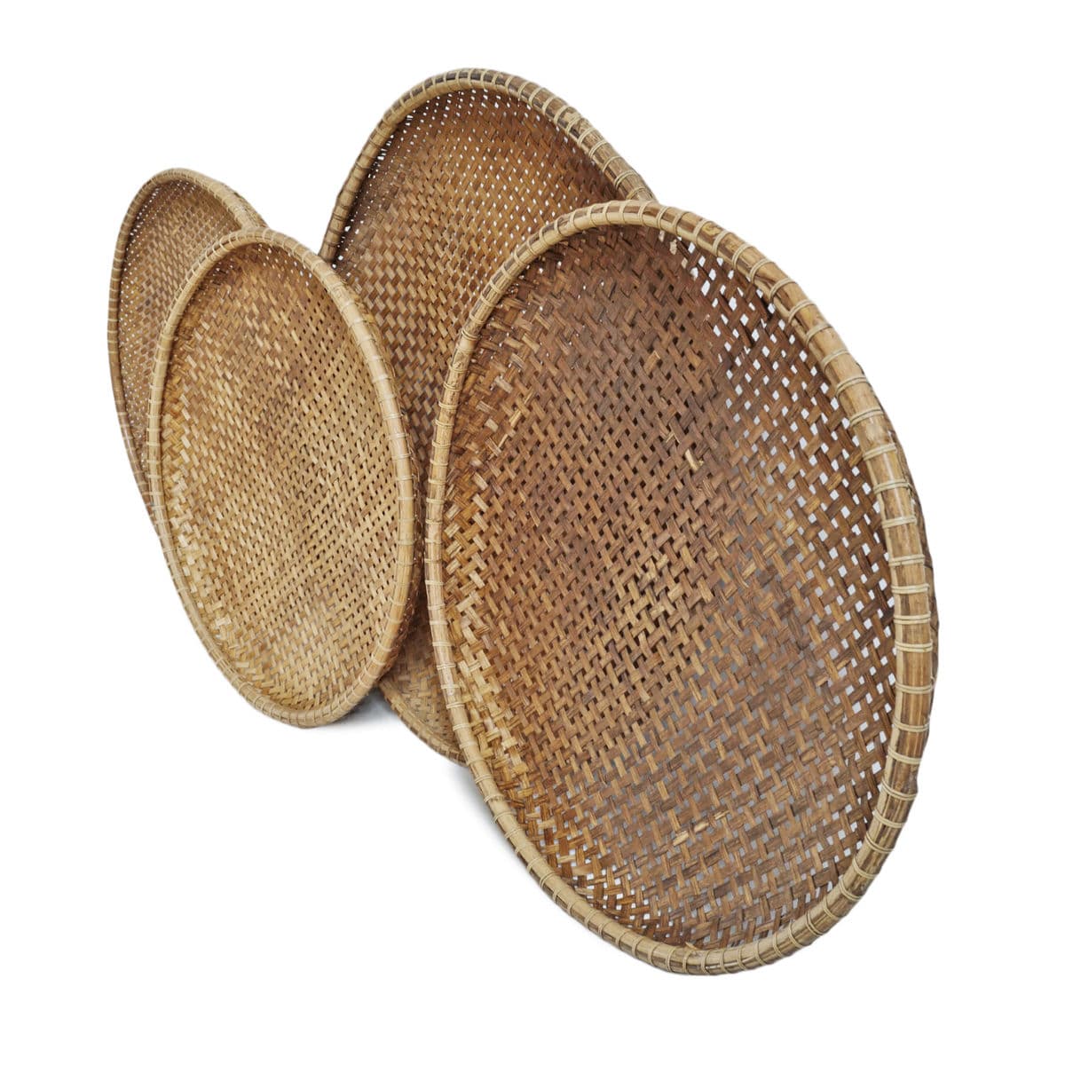 Bamboo Woven Round Basket Tray Large - Thumbnail 7