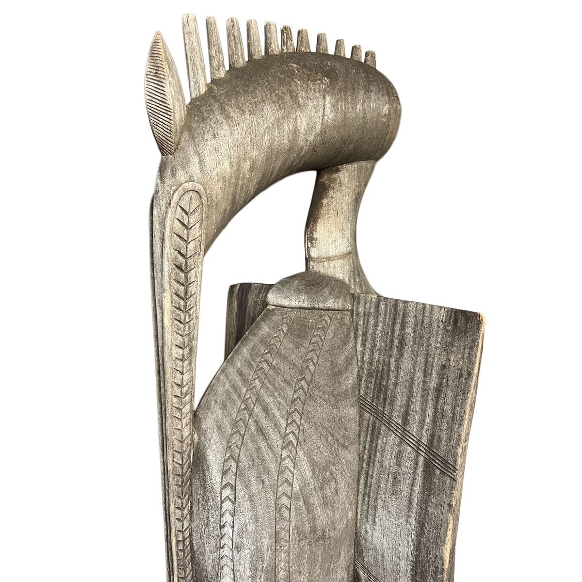 Old Large Senufo Wood Hornbill Figure - Thumbnail 7
