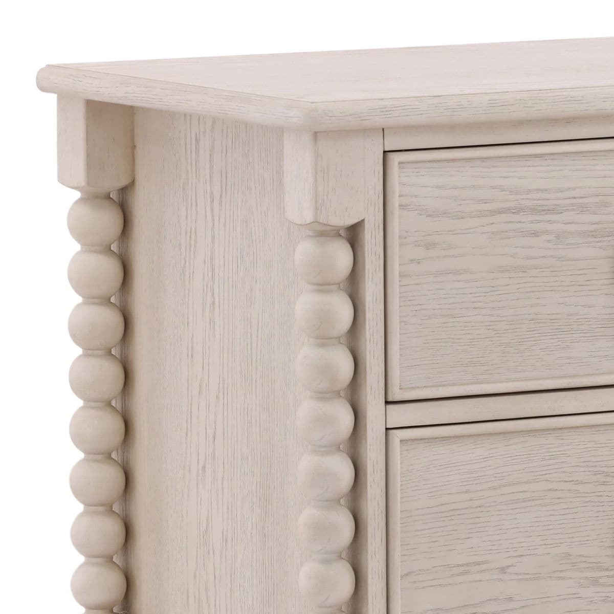 White Wash Ball Leg Two-Drawer Nightstand - Thumbnail 7