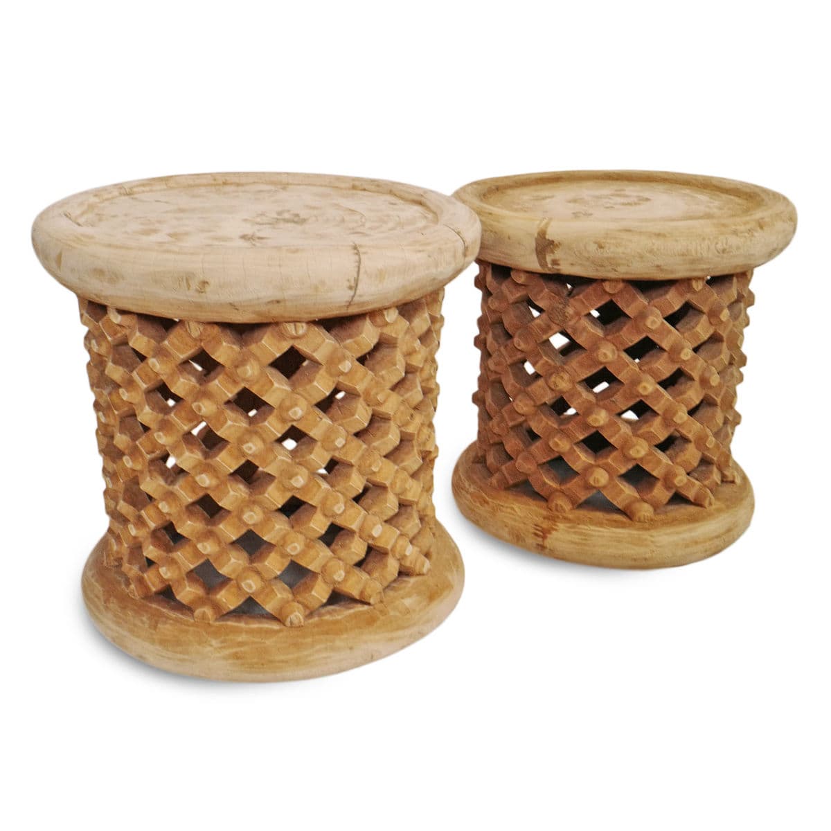 Vintage Raw Bamileke Wood Stool Side Table - Thumbnail 7