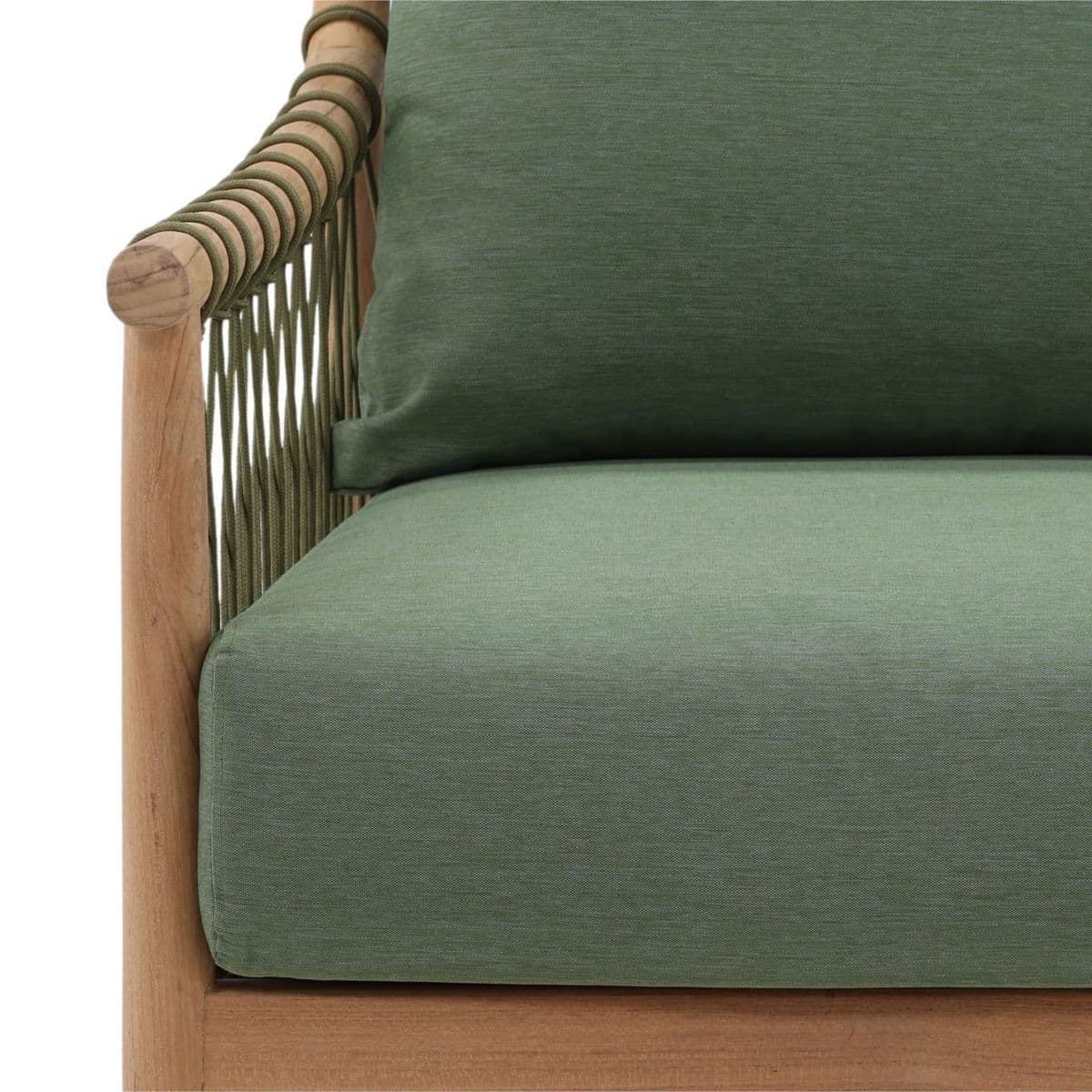 Outdoor Teak & Fern Green Arm Chair - Thumbnail 7