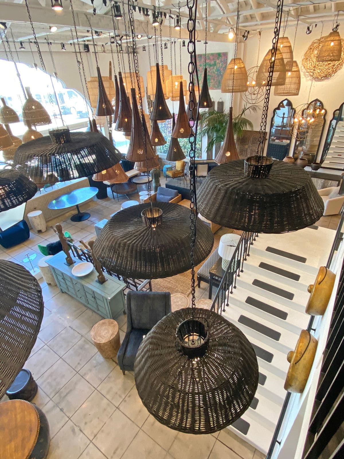 Black Wicker Audrey Pendant Medium - Thumbnail 7