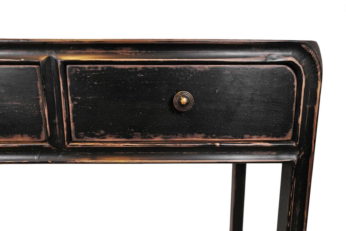 Black 3 Drawer Peking Console Table - Thumbnail 7